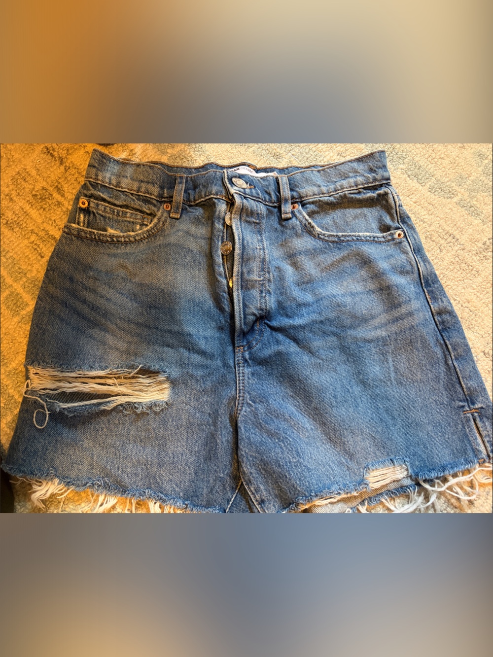 Distressed Blue Denim Cutoff Shorts